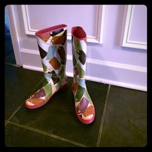 Sz 8 coach tag rain boots